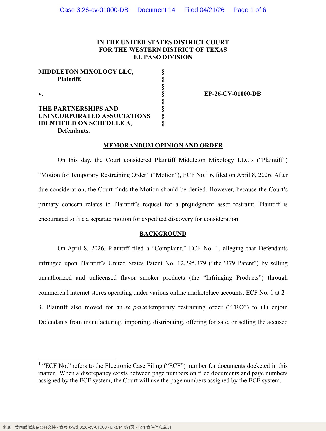 D_14_Order_on_Motion_for_TRO_p1_标注